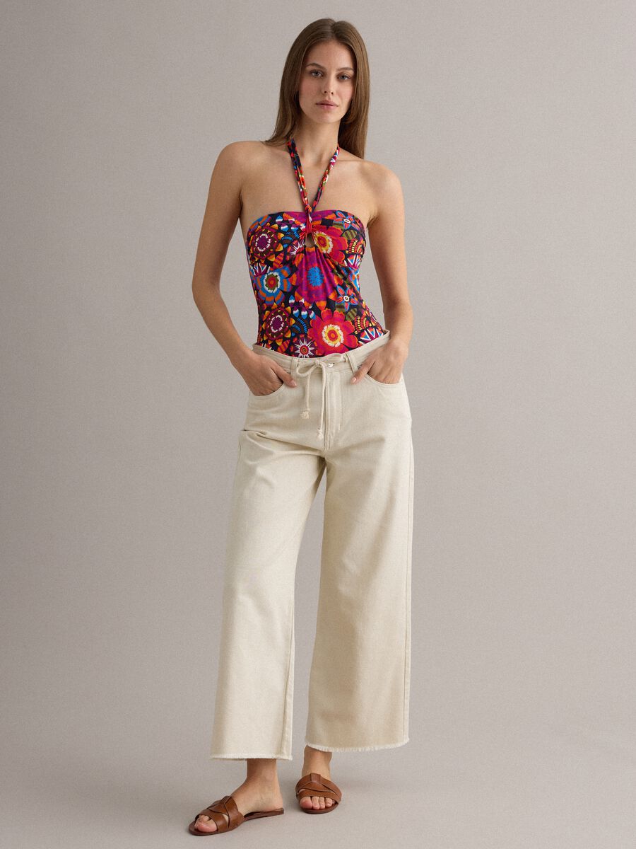 Multicolour stretch fabric swimsuit_0