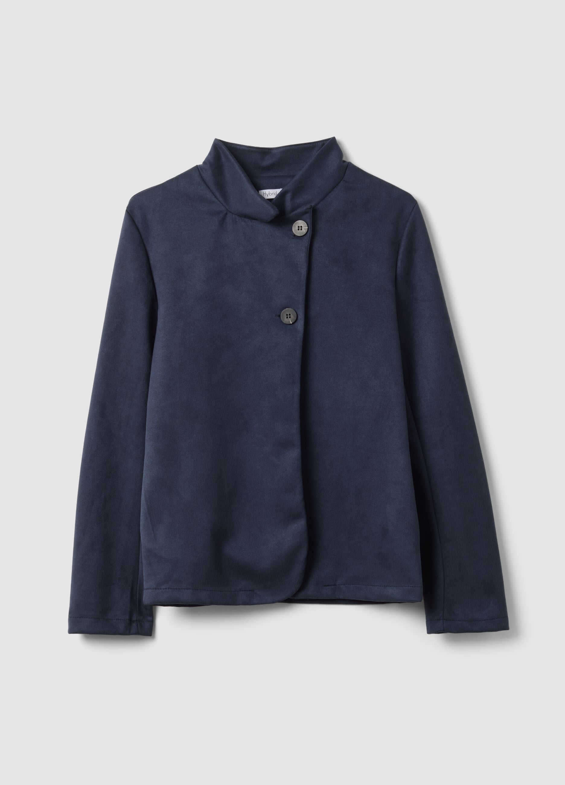 Navy blue regular-fit jacket with high neck