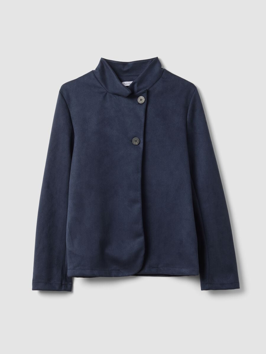 Navy blue regular-fit jacket with high neck_0