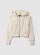 Felpa full zip bianca in misto cotone con cappuccio fitted_0