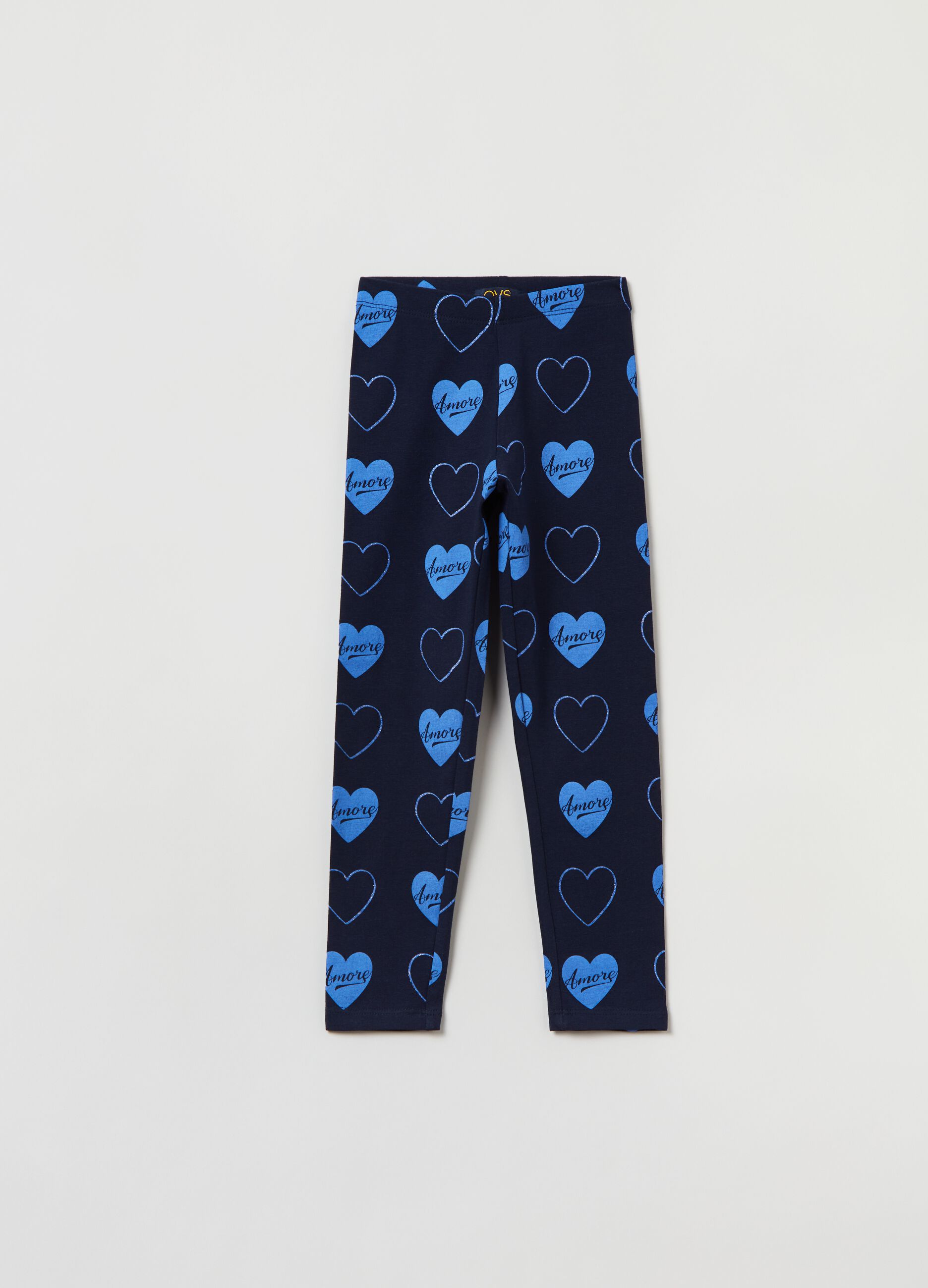 Leggings in cotone stretch con stampa