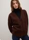 Brown oversized V-neck cardigan with buttons_1