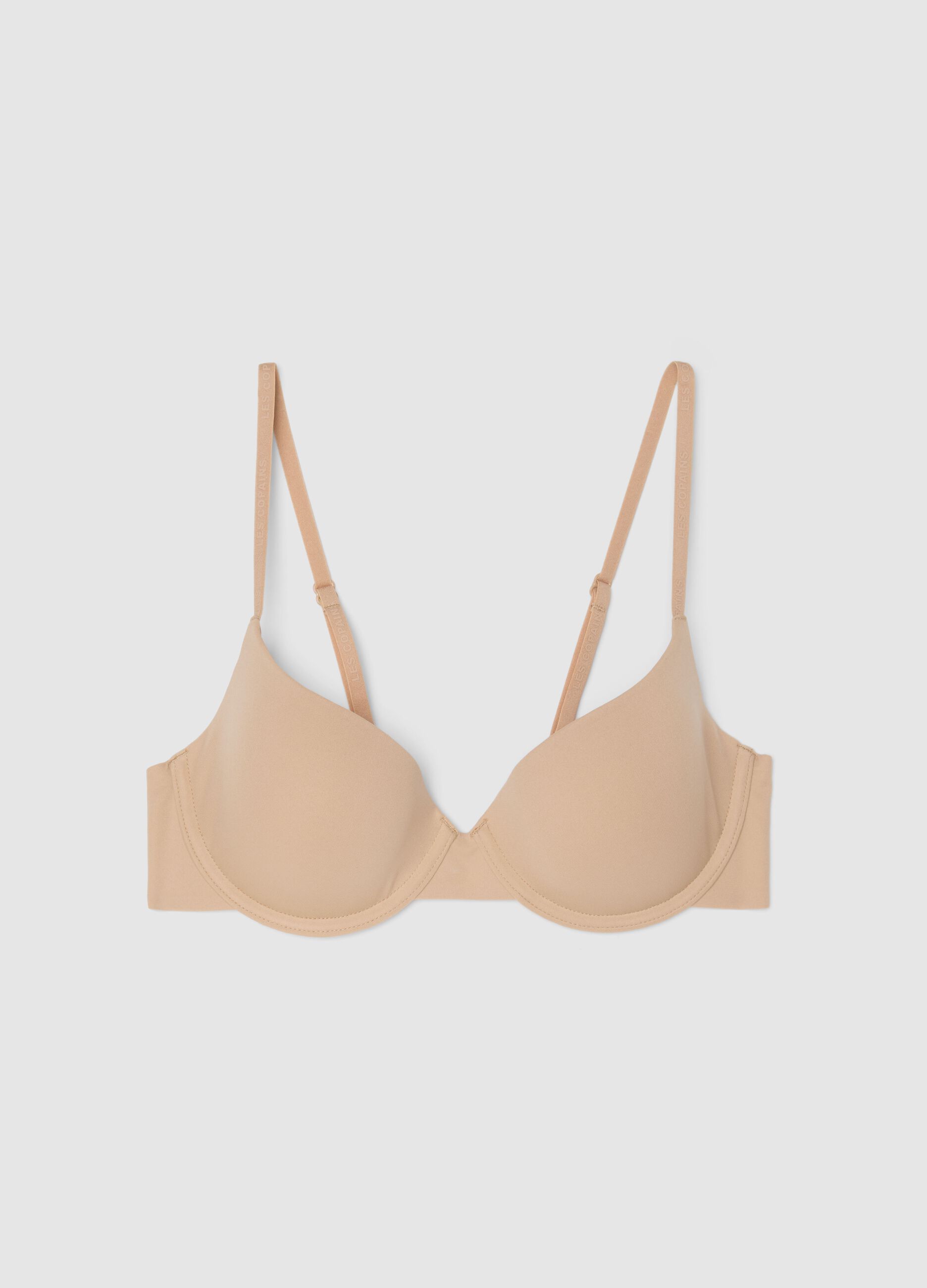 Beige full coverage bra with padded cups