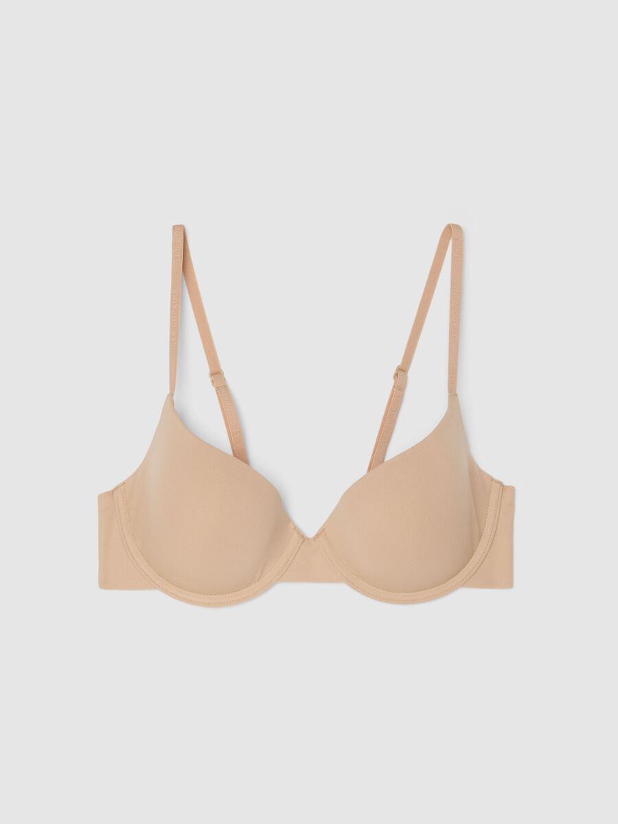 Beige full coverage bra with padded cups_0