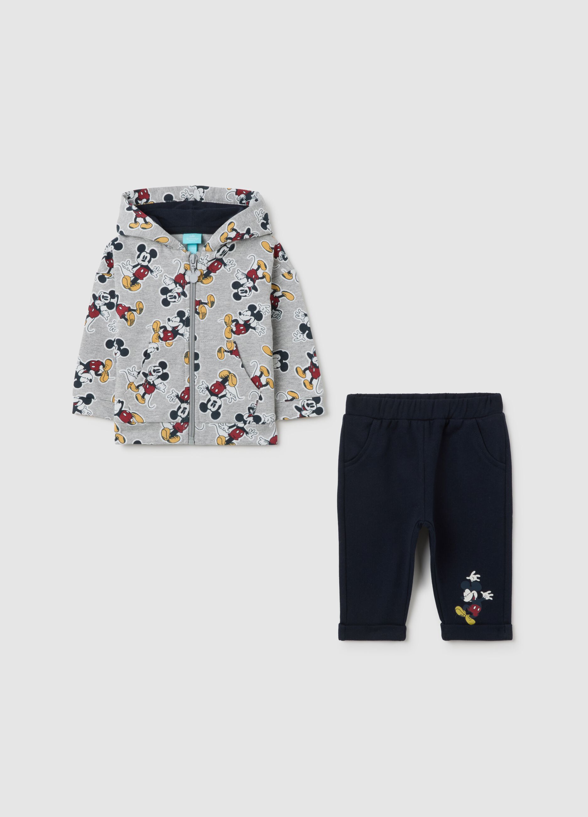 Multicolour pure cotton baby set with Mickey Mouse print