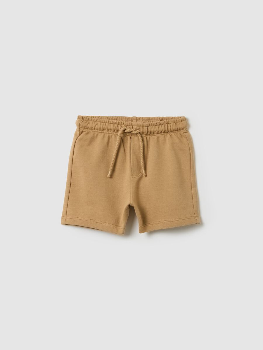 Beige children's shorts in pure cotton_3