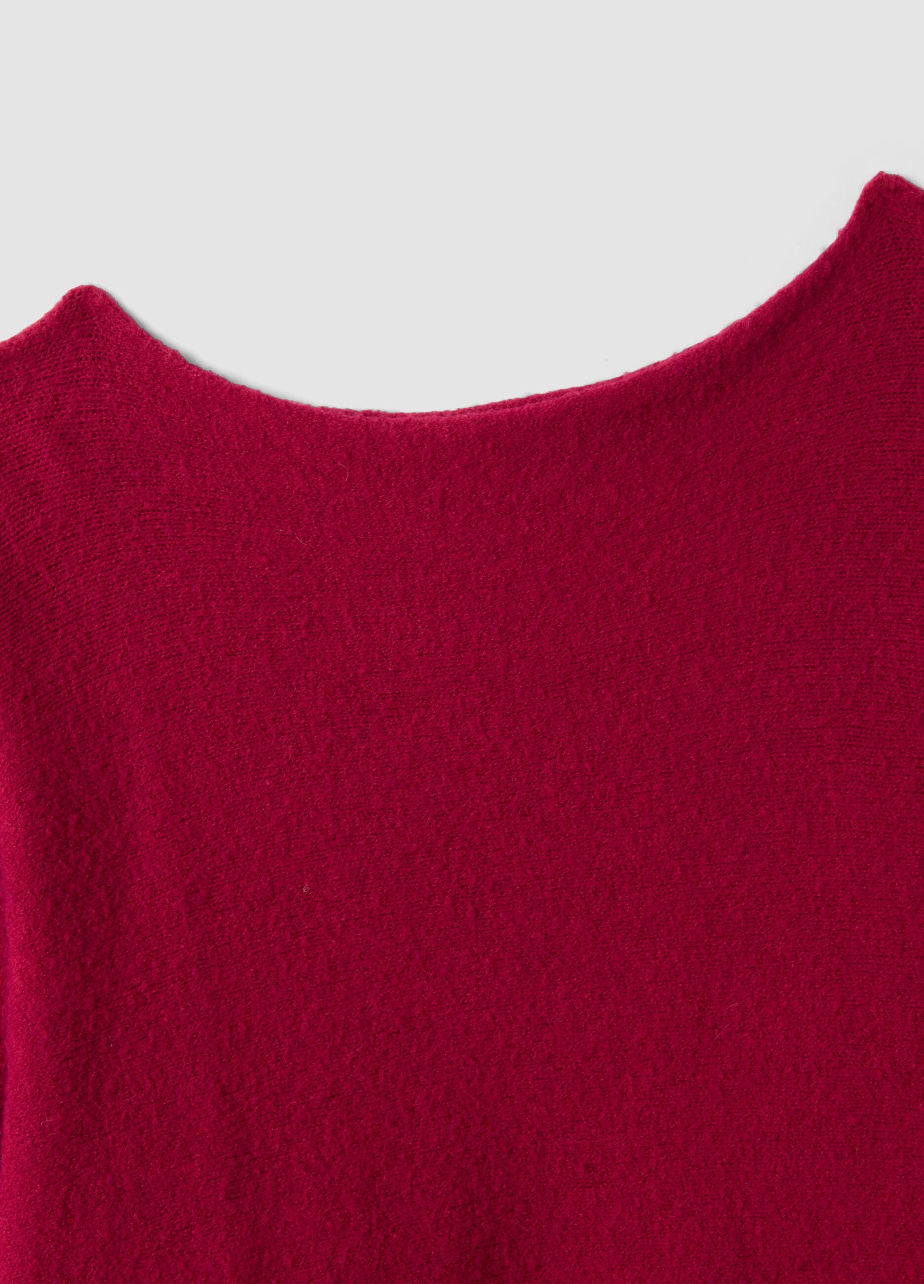 Red regular-fit top with wide neckline