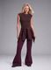 Brown ribbed stretch modal crew-neck top_1