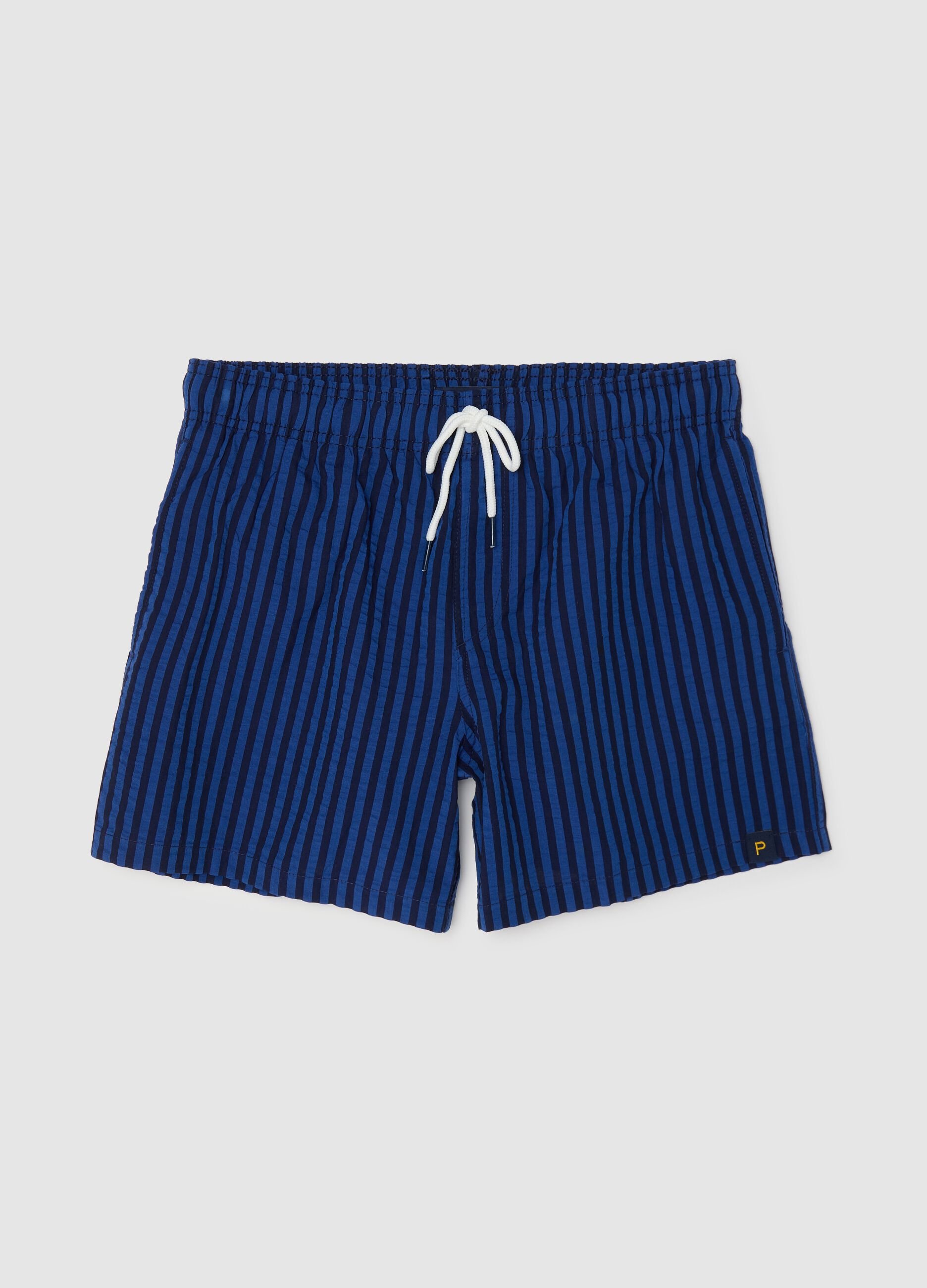Men's blue regular fit pure cotton shorts