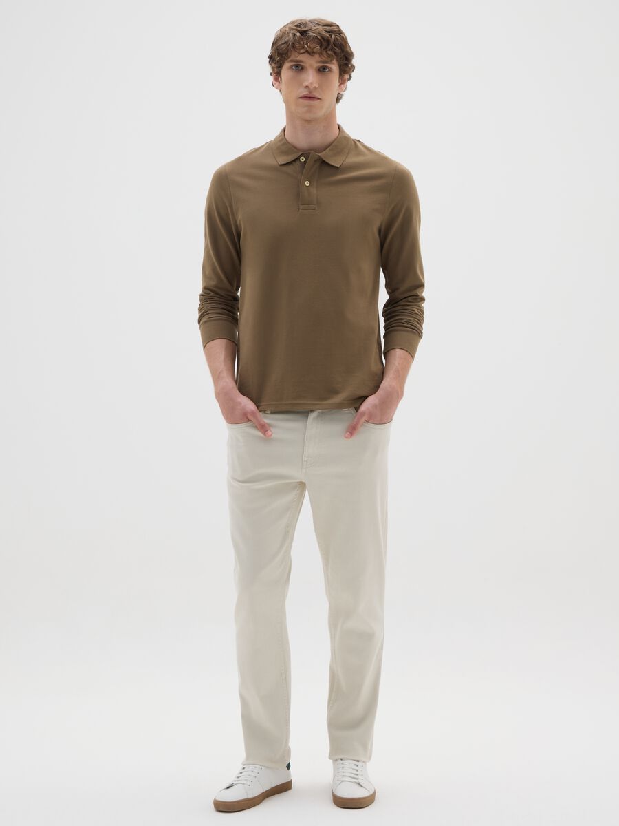 Brown pure cotton polo shirt regular fit_1