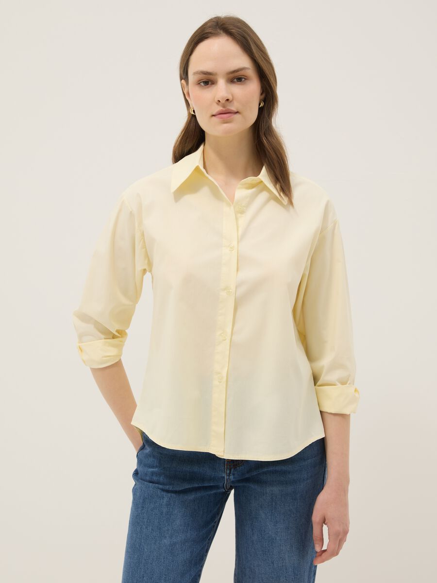 Camicia gialla in puro cotone slim fit_1
