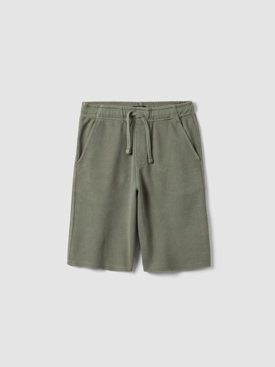 Boys&rsquo; green cotton-blend shorts, oversized fit_0
