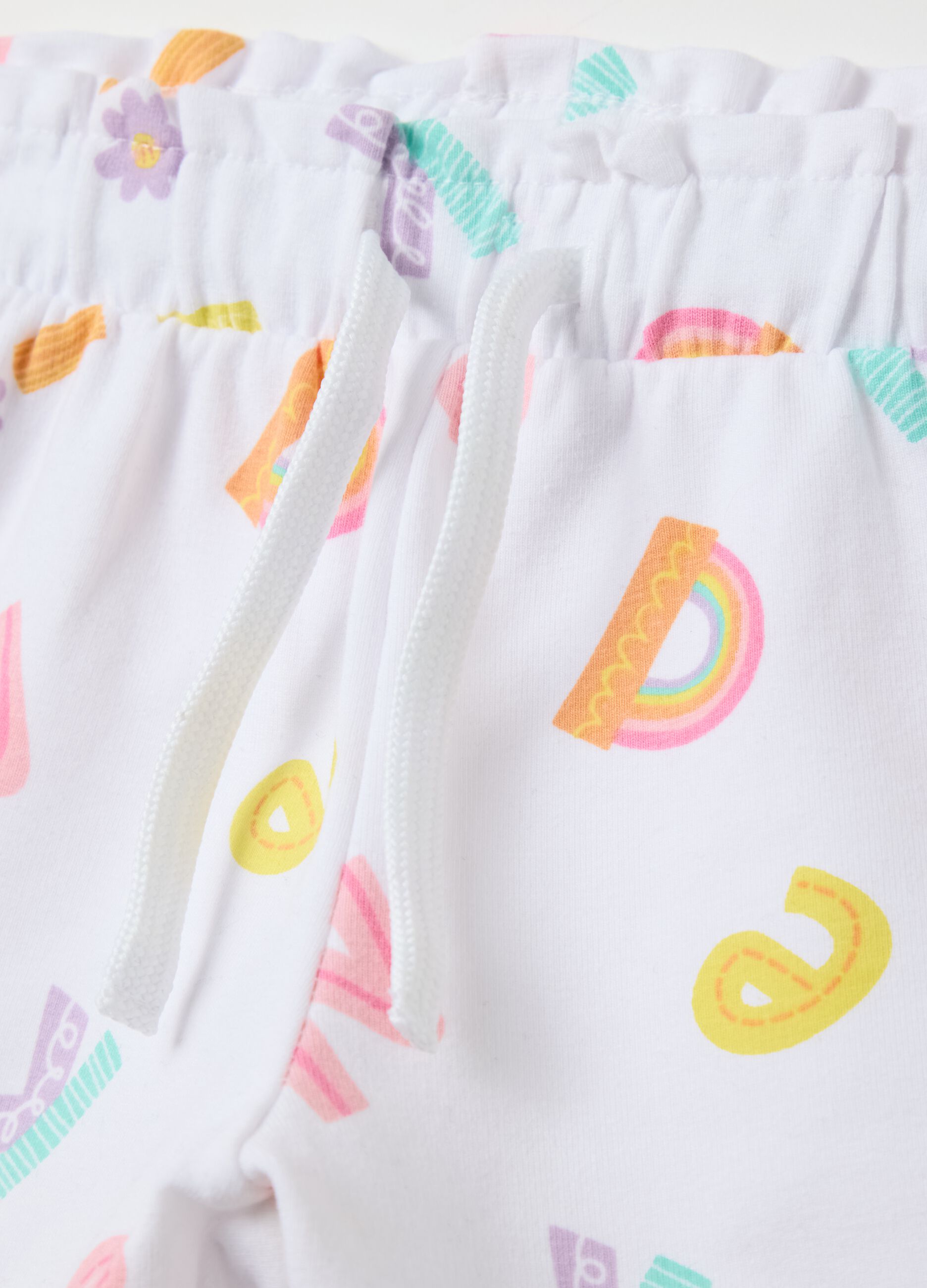 Shorts da bambina in cotone elasticizzato multicolor regular fit