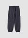 Pantaloni jogger grigi in puro cotone organico con tasche cargo per bambino_0