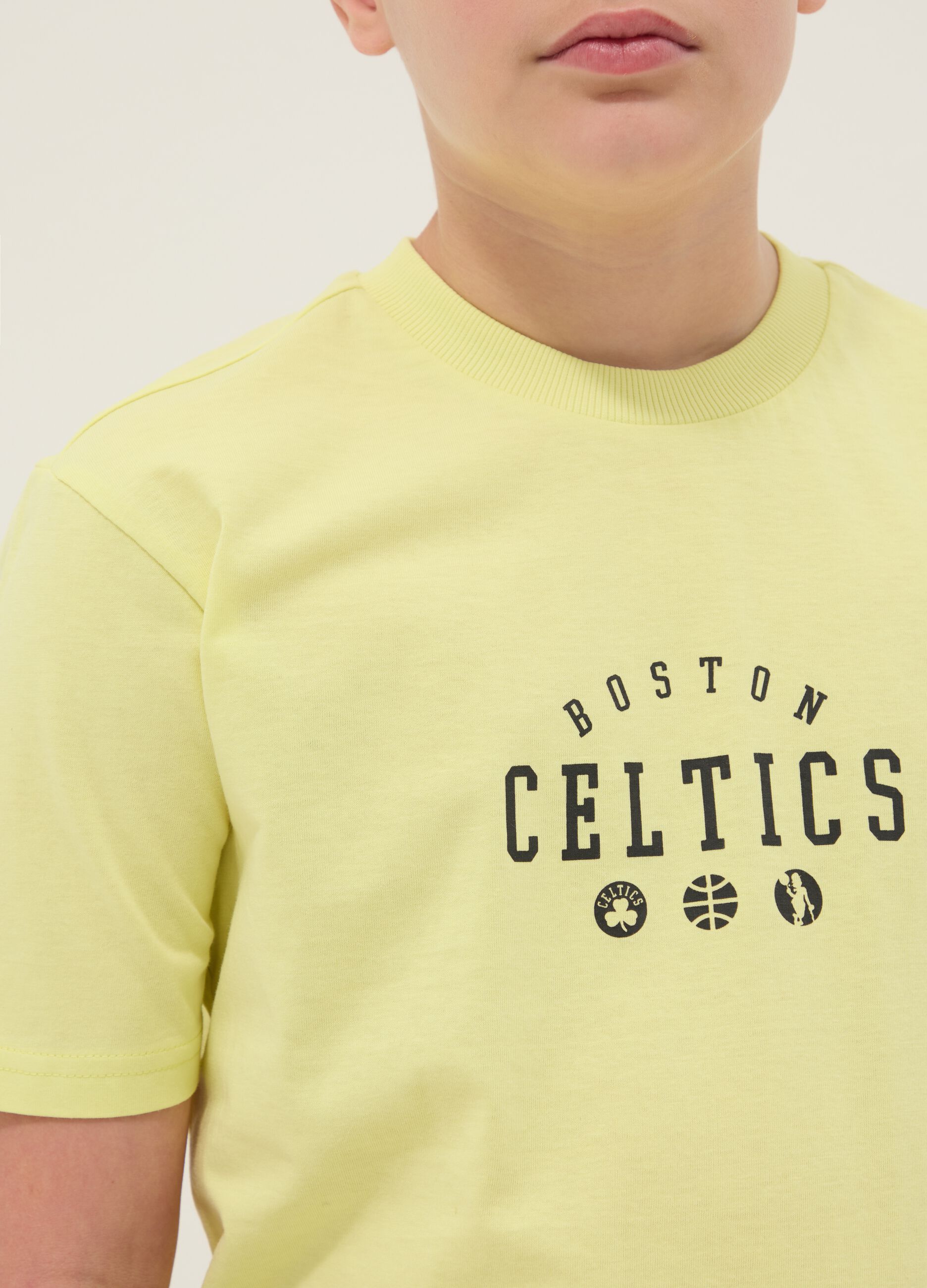 Boys' yellow pure cotton T-shirt relaxed fit Celtics