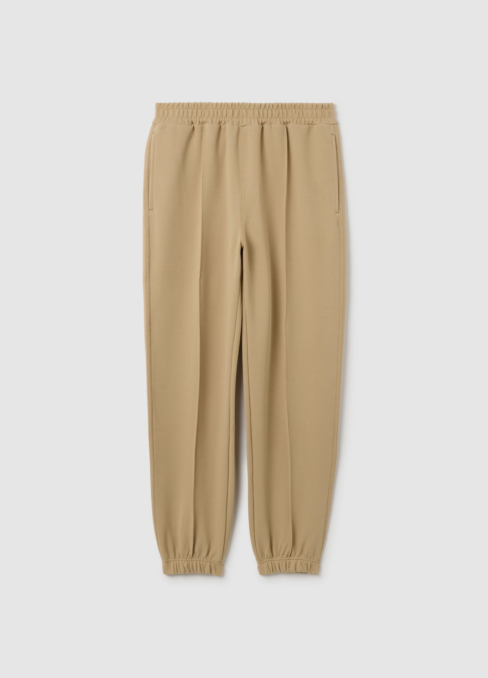 Beige Stretch Fabric Trousers