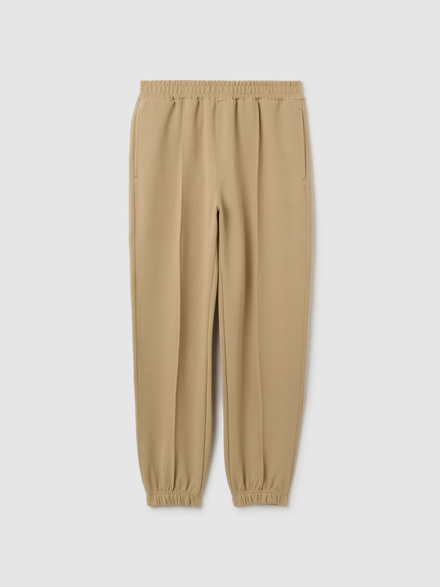 Beige Stretch Fabric Trousers_4
