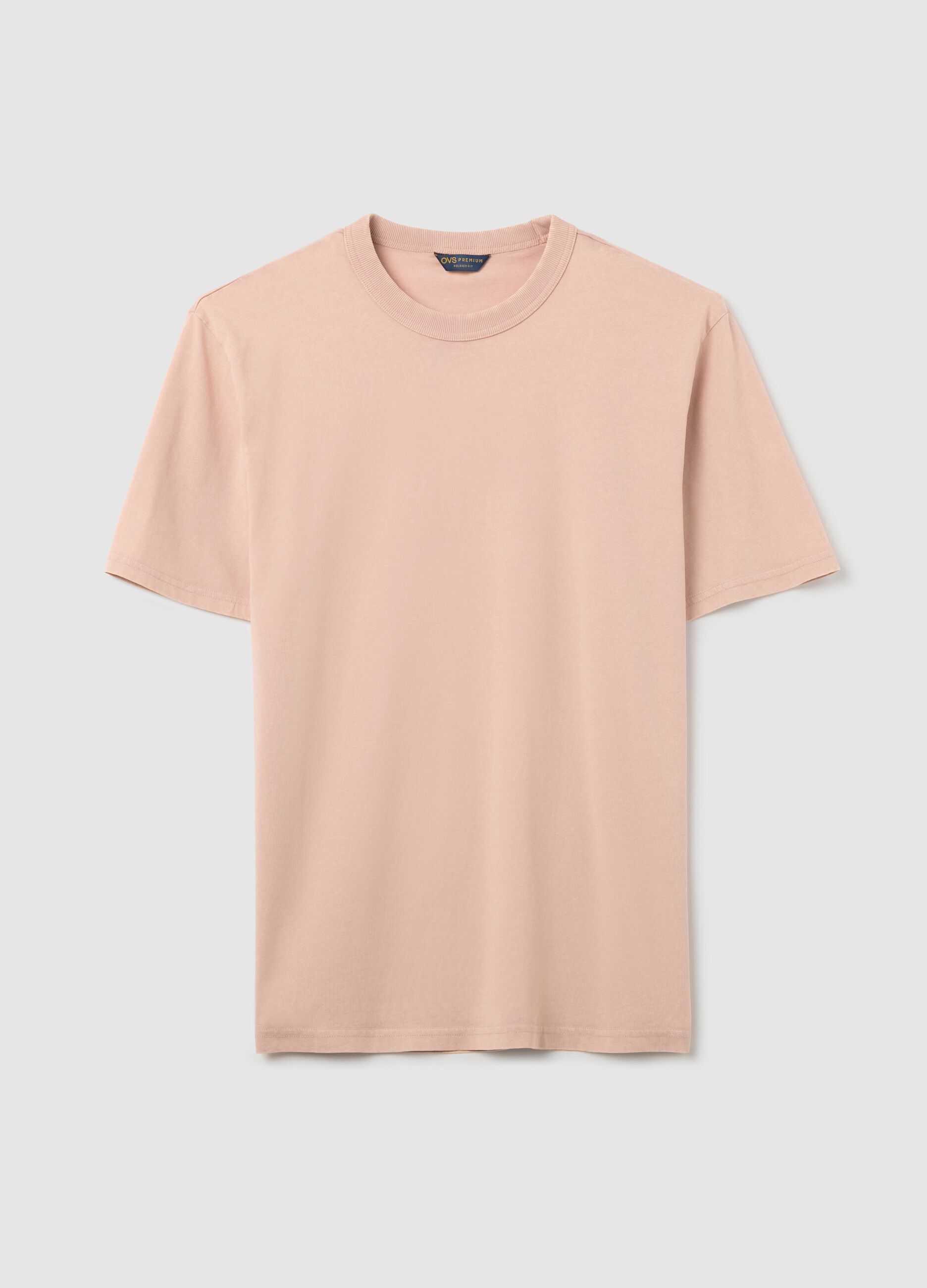 Pink short-sleeve cotton T-shirt