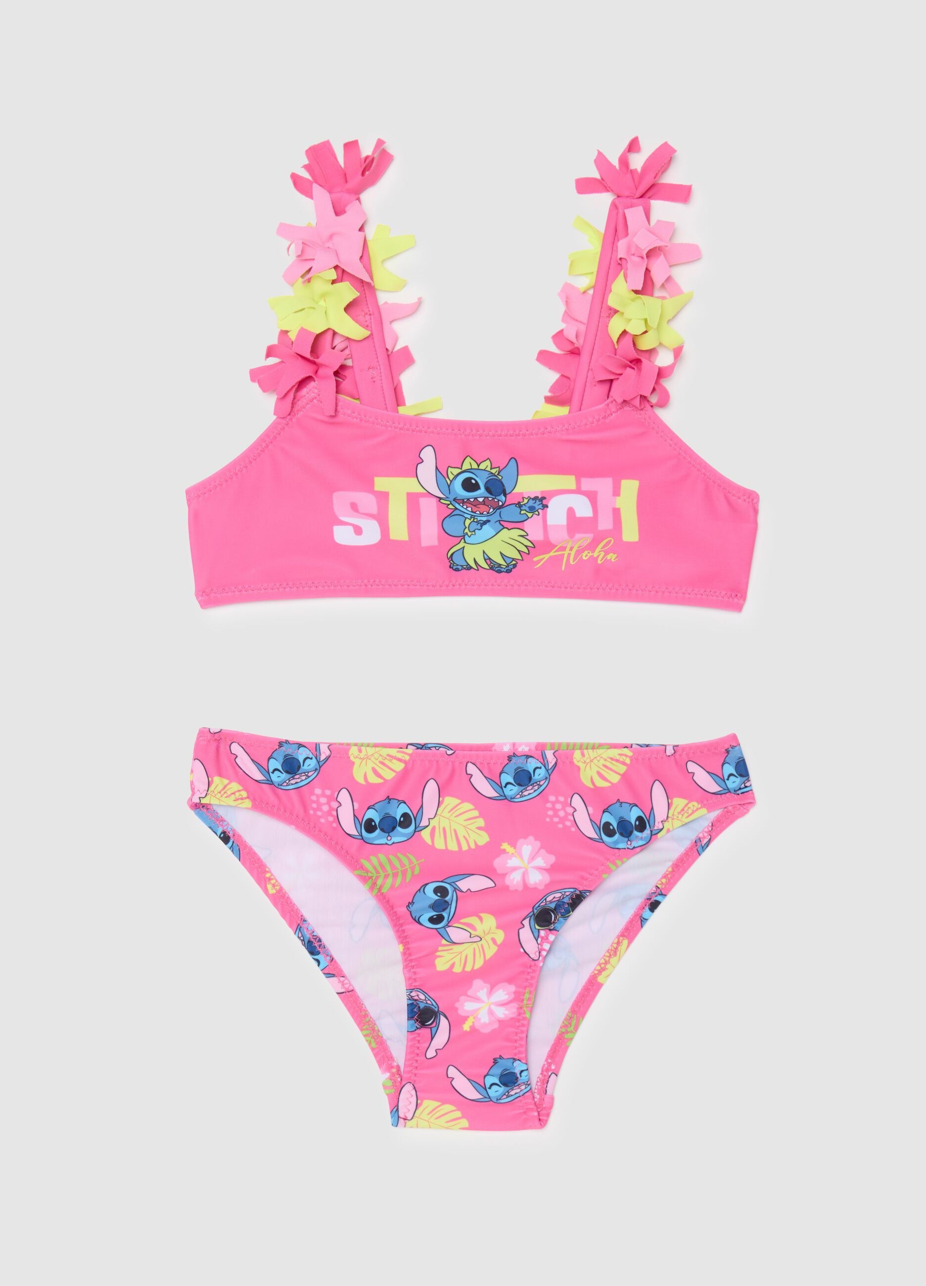 Multicoloured regular fit girls' swimsuit with Stitch print
