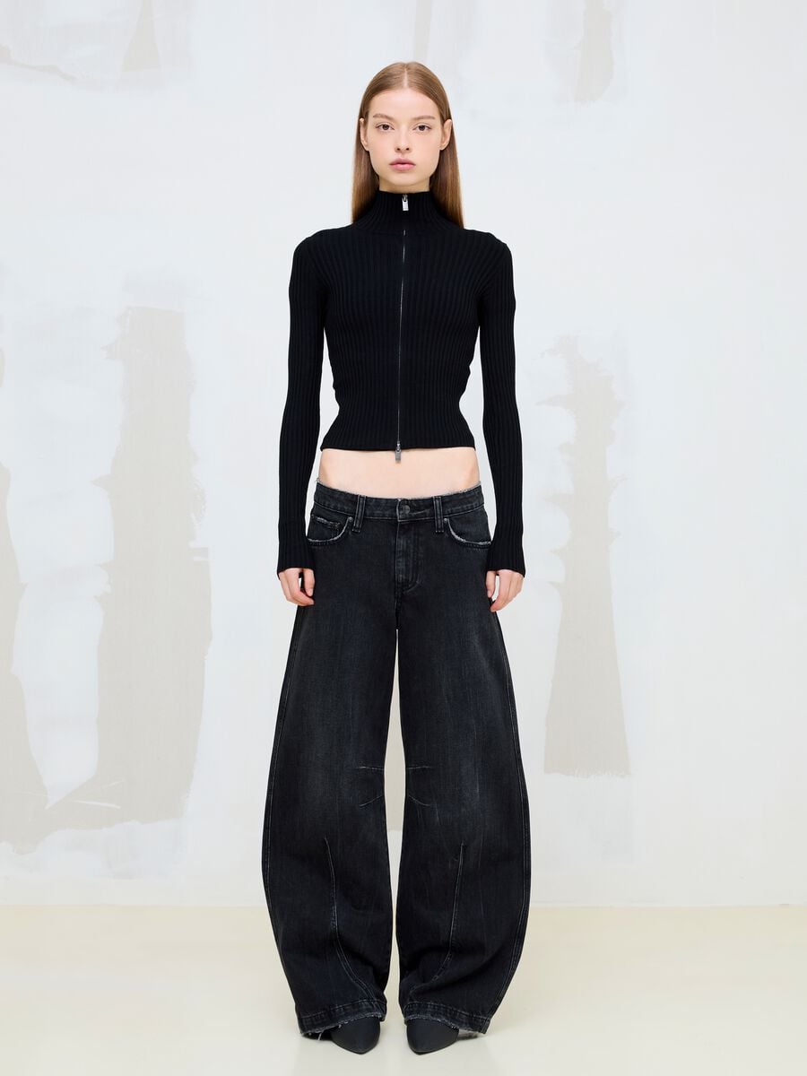 Full-Zip Ribbed Knit Black_4