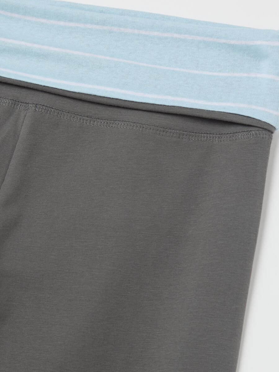 Grey flare-fit leggings with striped fold at the waist_5