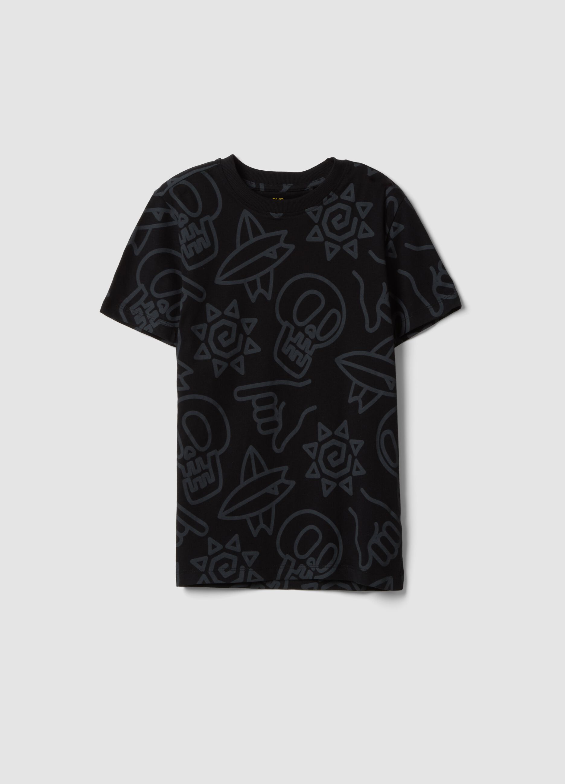Black short-sleeve pure cotton T-shirt