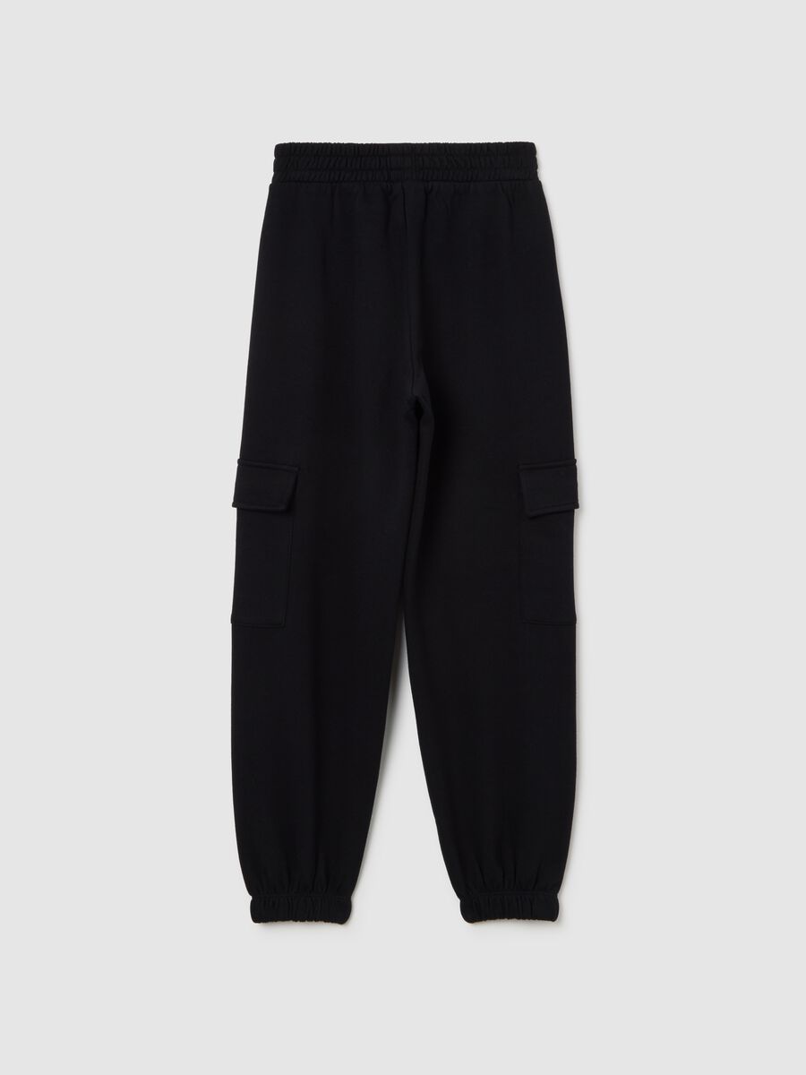 Girls' black jogger trousers in pure cotton relaxed fit_1