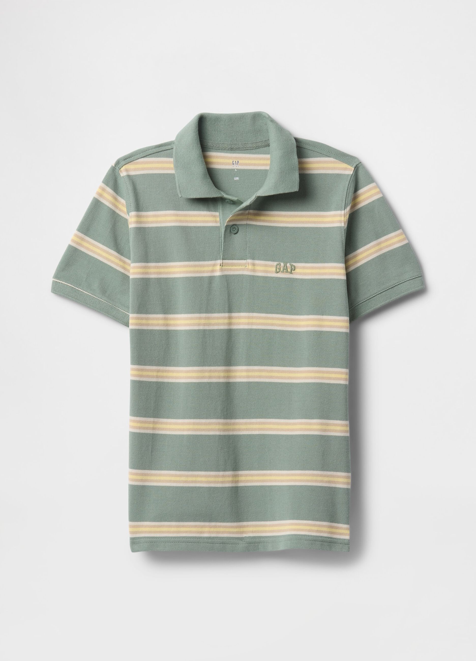 Green and beige striped polo