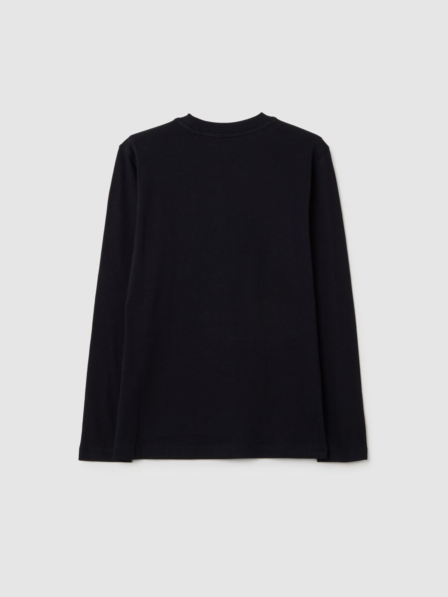 T-shirt a maniche lunghe da ragazzo in puro cotone nero _4