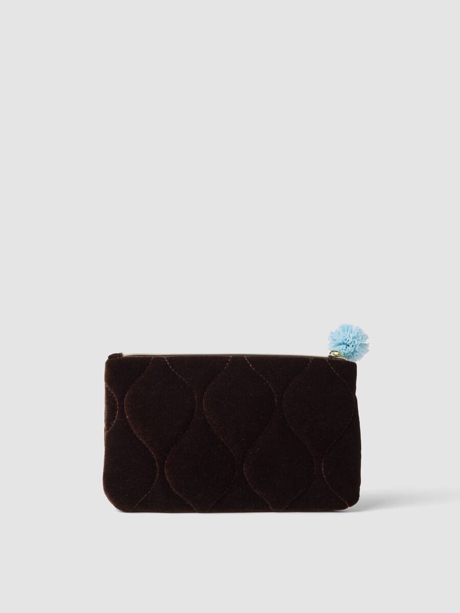 Pochette marrone e blu in tessuto elasticizzato_1