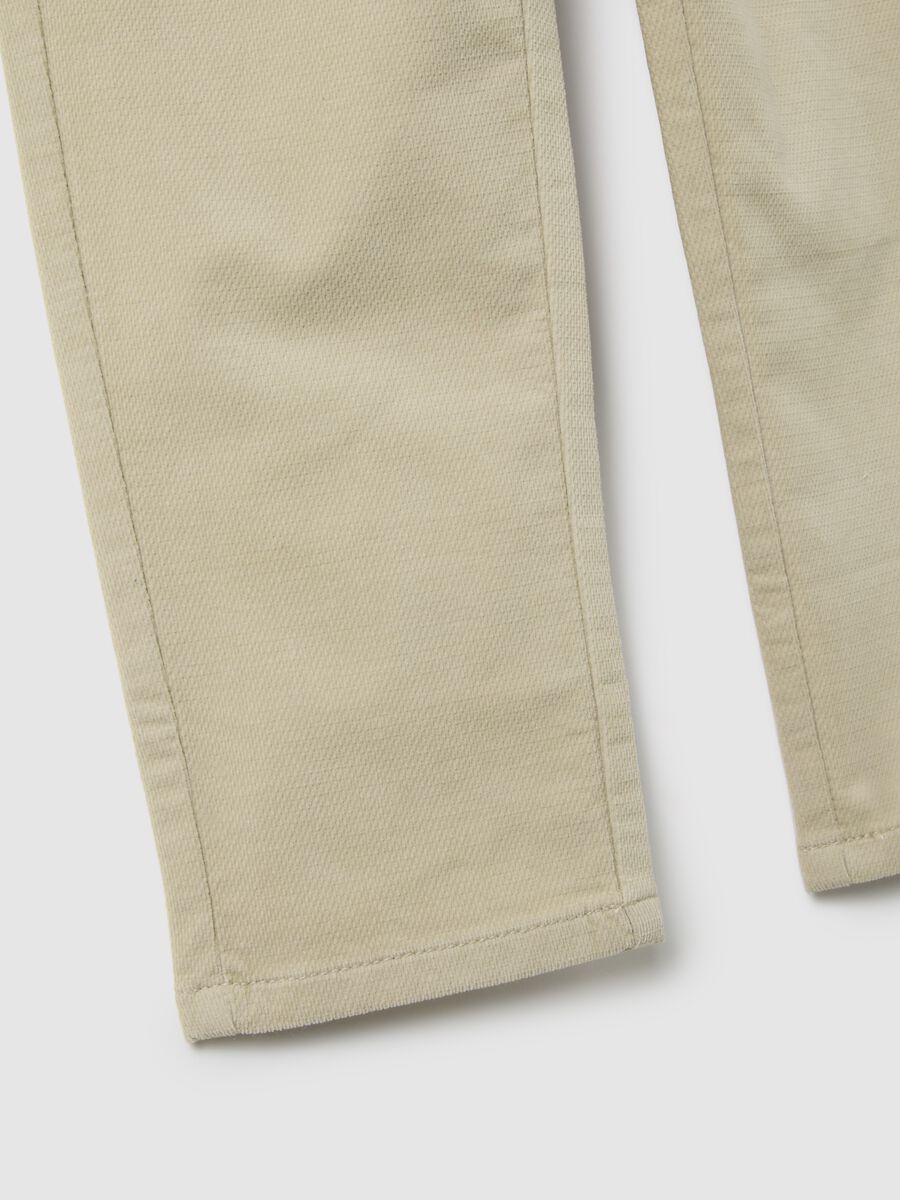 Children's beige stretch cotton blend trousers with regular fit_3
