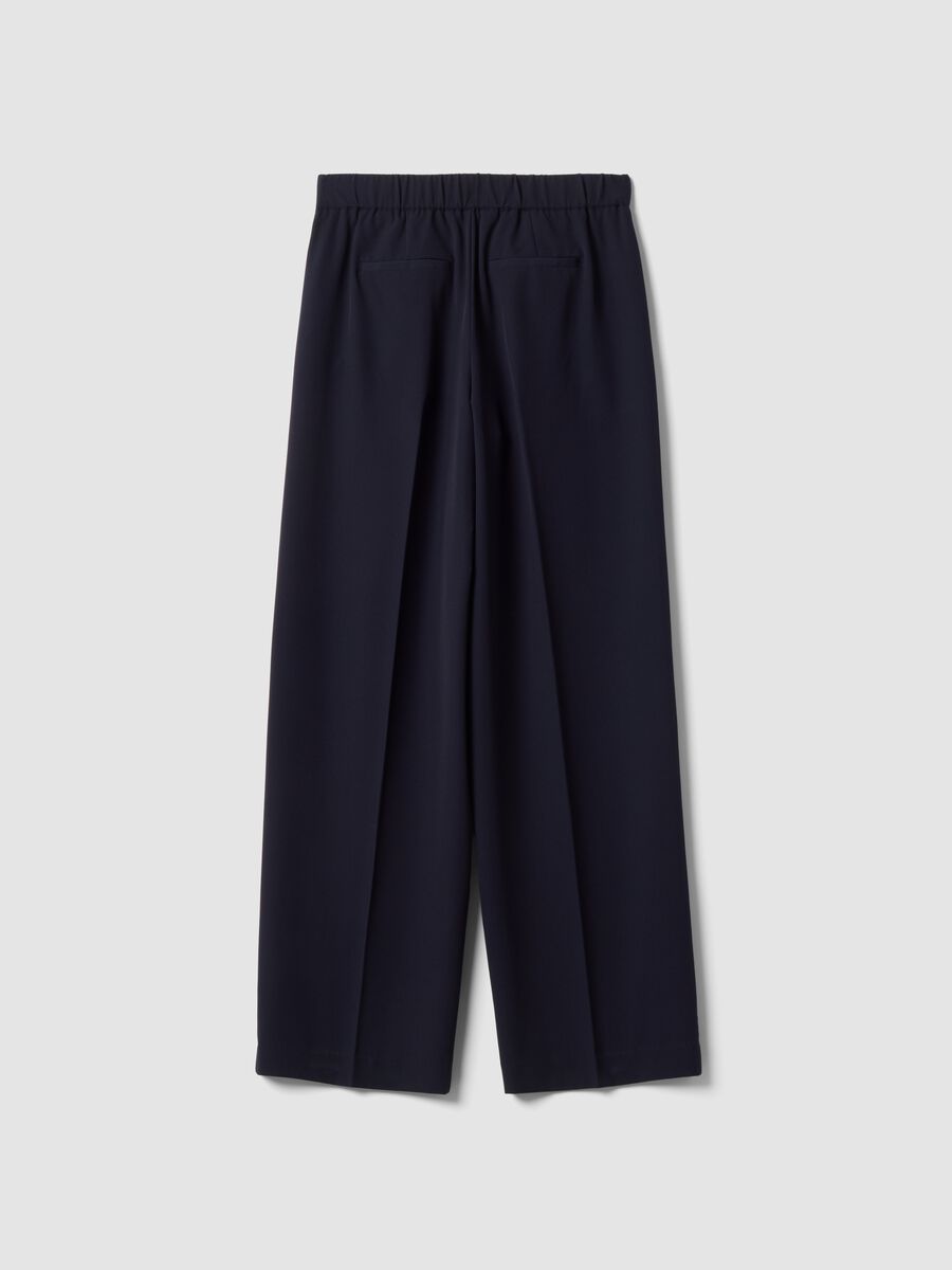 Navy stretch viscose formal trousers, regular fit_2