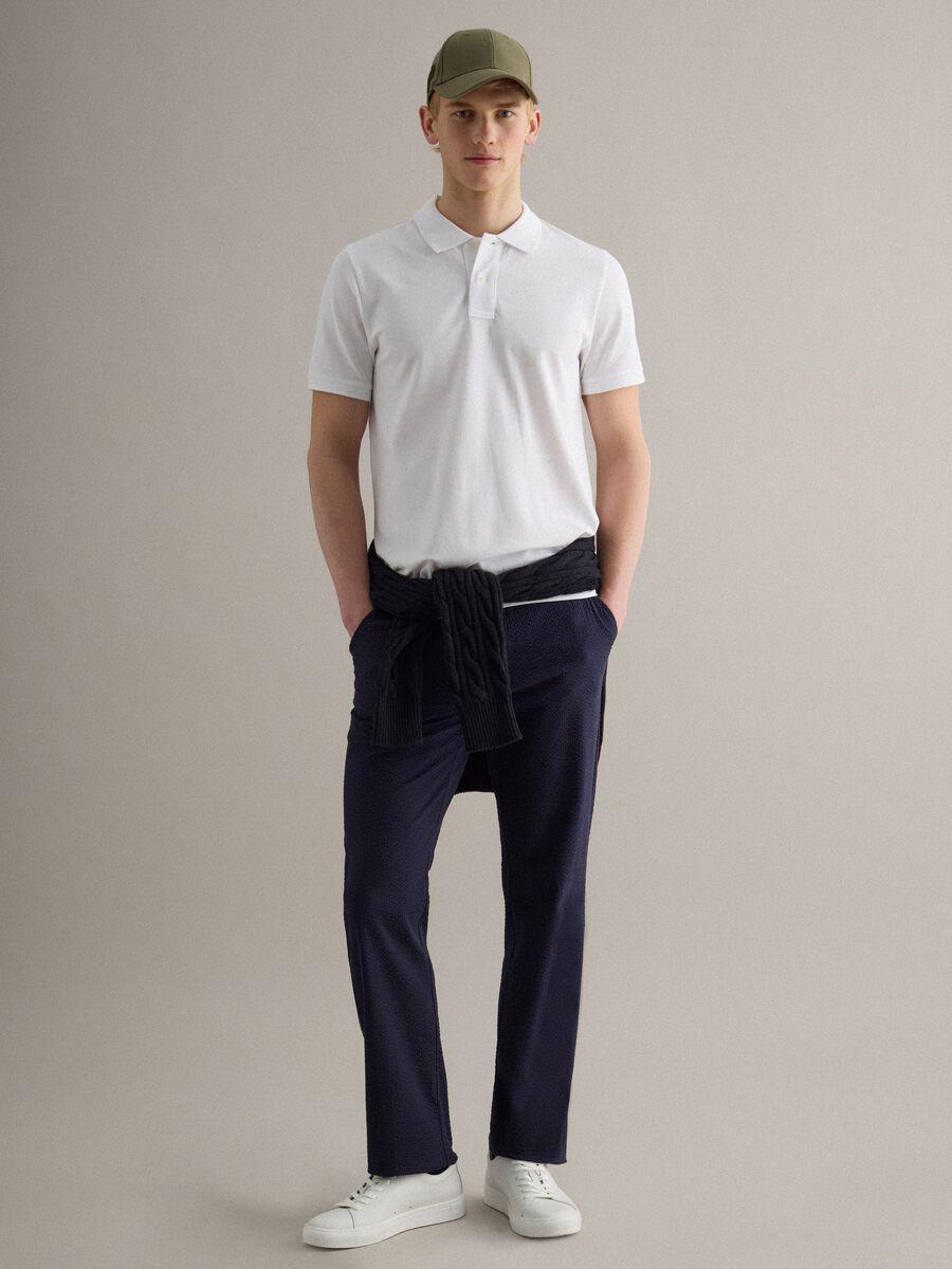 Polo a maniche corte in puro cotone bianca regular fit_1