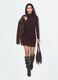 Brown Stretch-Fabric Dress with High Neck_0