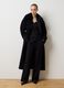 Long black coat with soft collar and regular fit belt_0