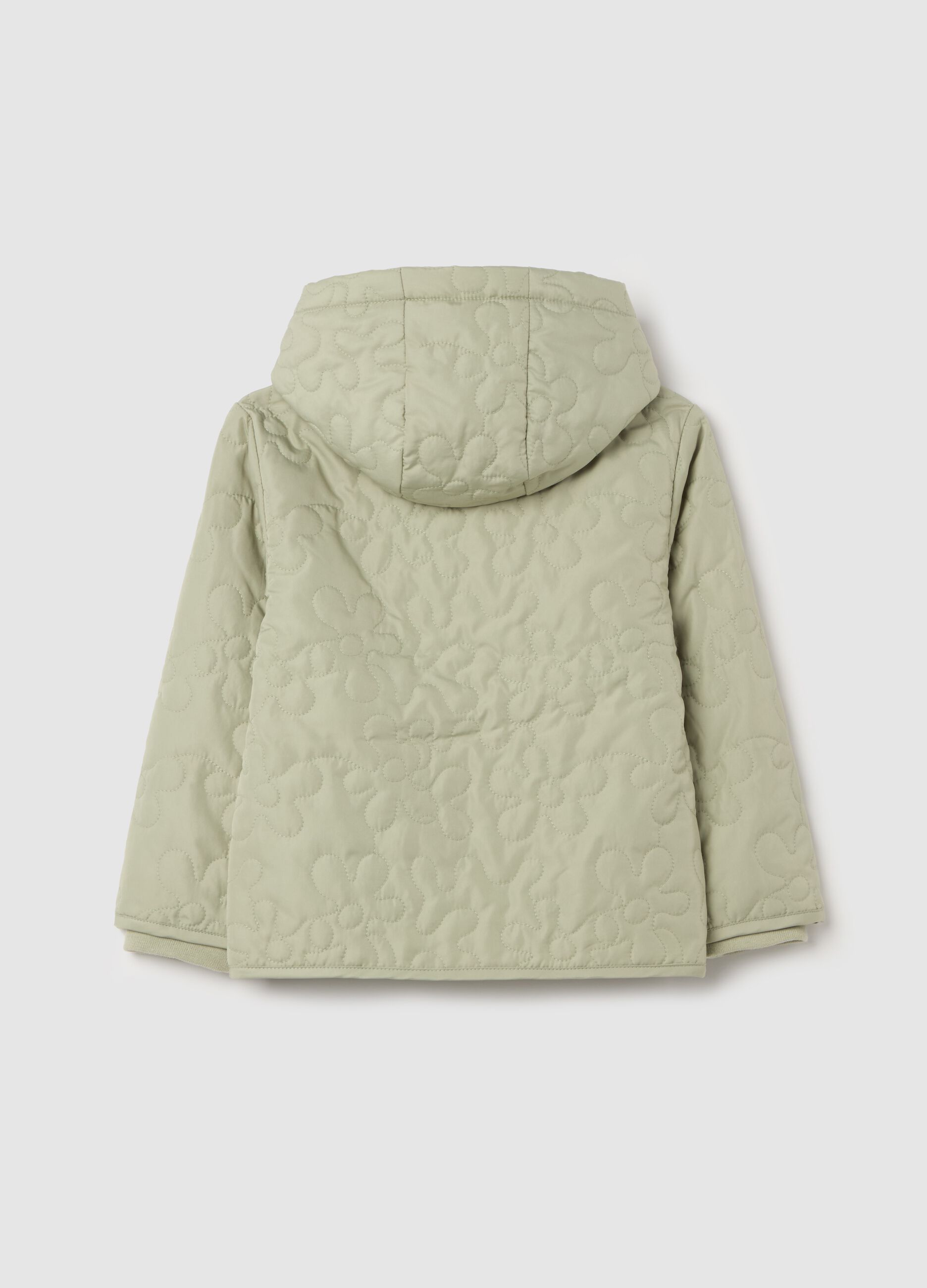 Quilted jacket with hood and flowers