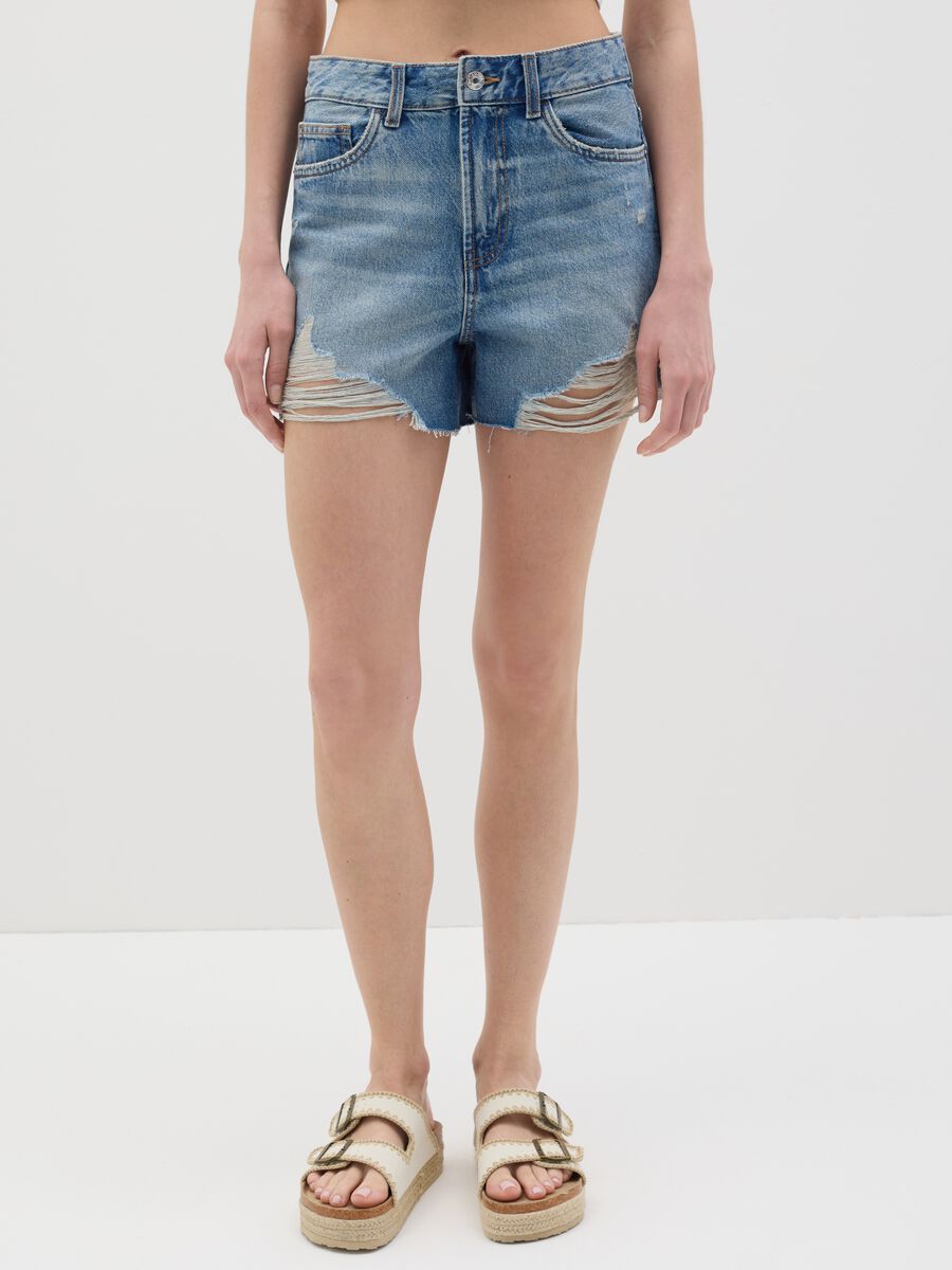 Shorts da donna in puro cotone denim regular fit_1