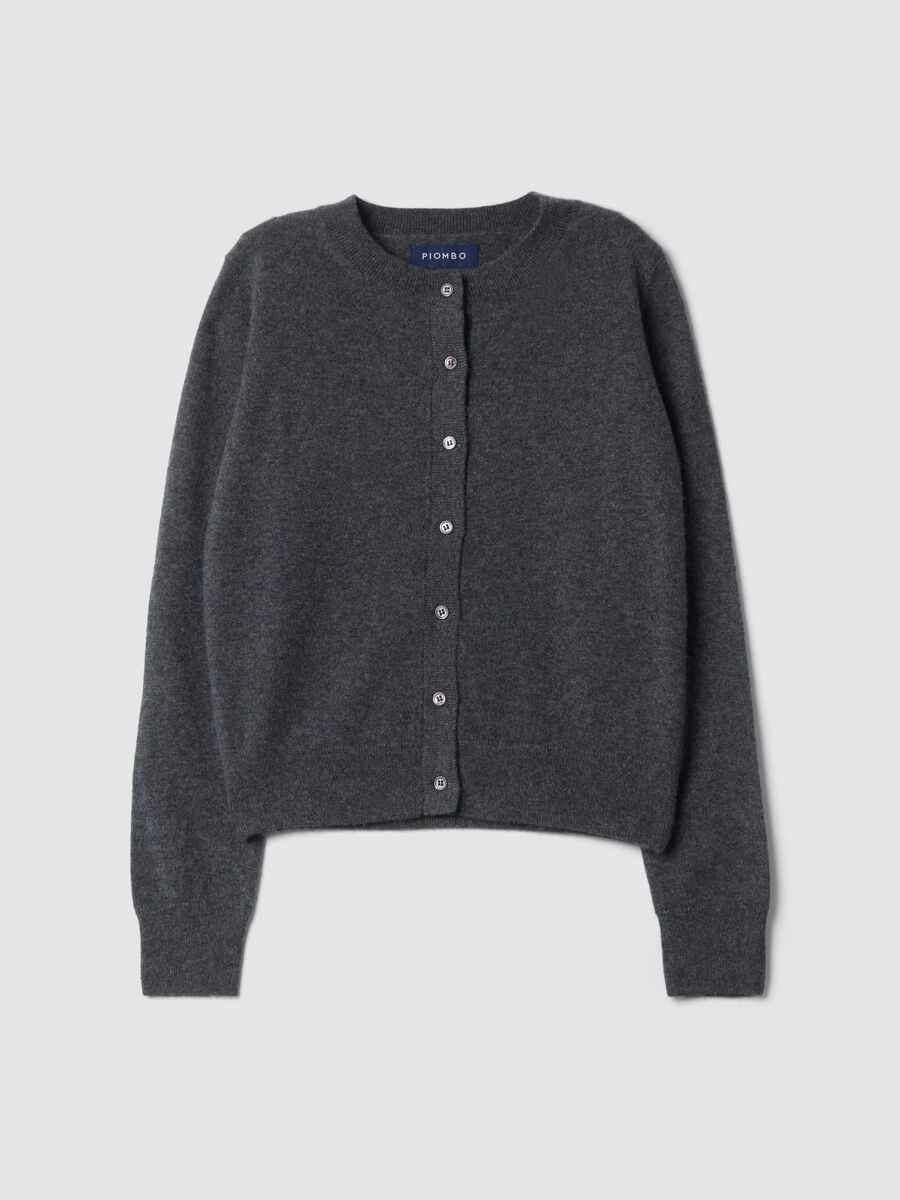 Grey pure cashmere crew-neck cardigan_0
