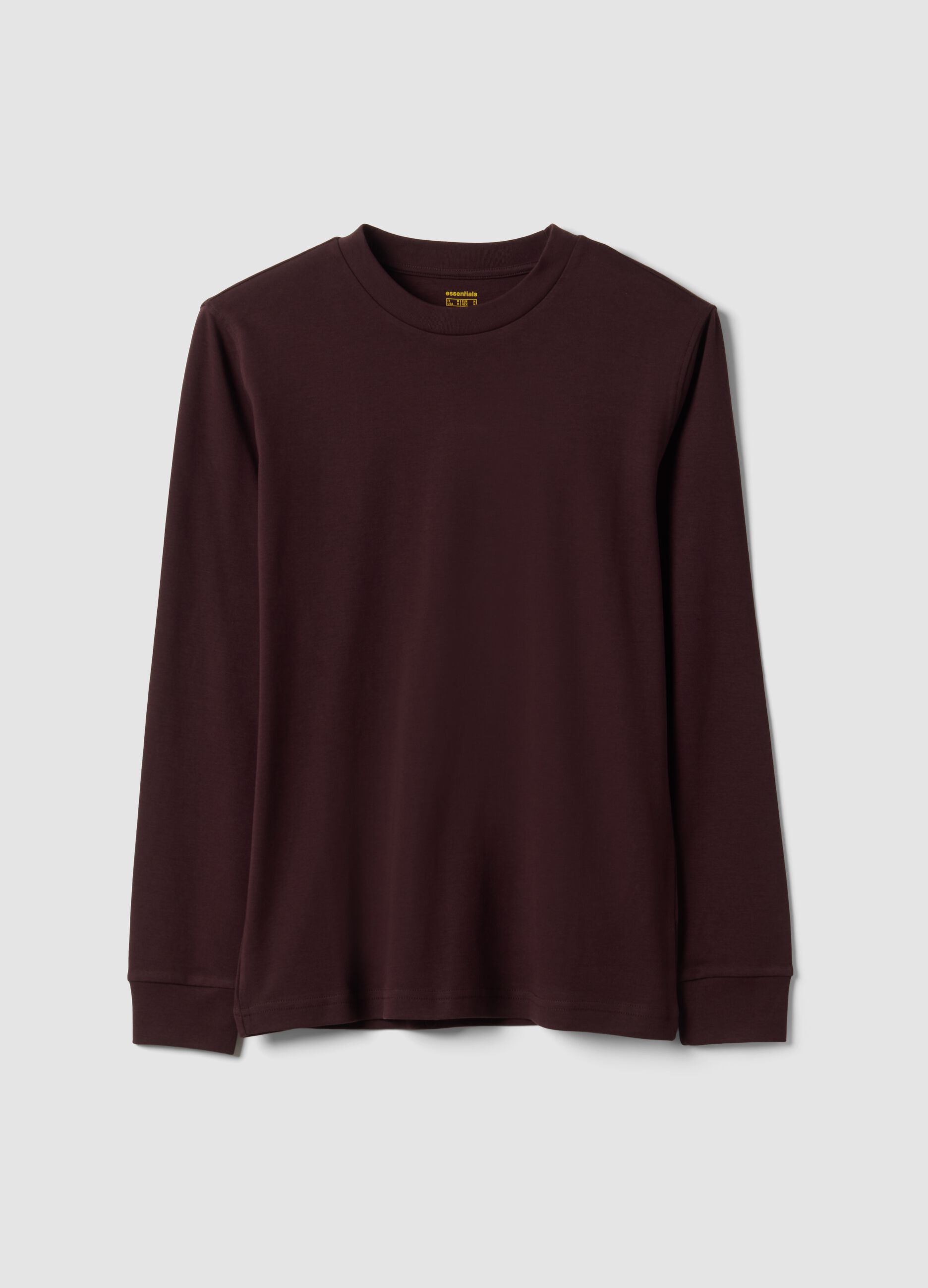 T-shirt marrone in puro cotone girocollo regular fit