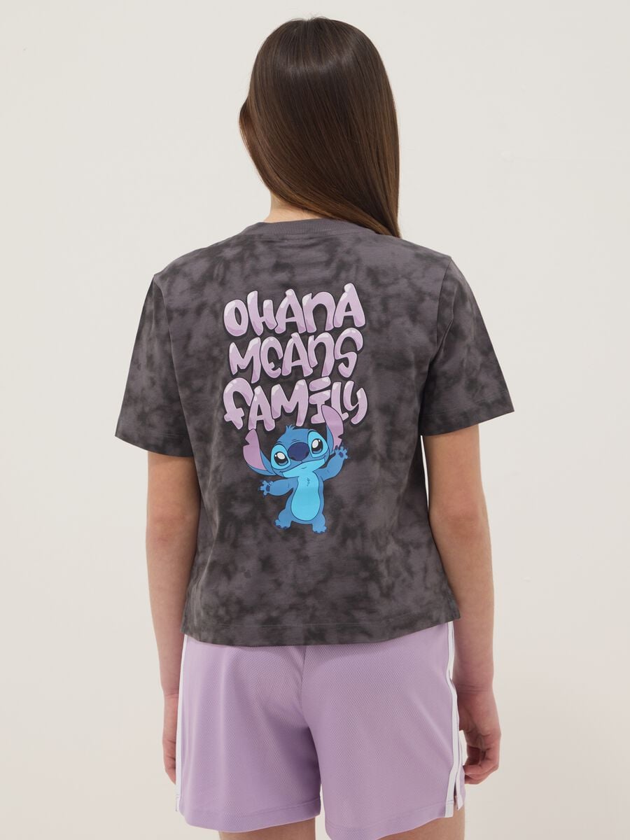 T-shirt in puro cotone grigia da ragazza oversize fit con Stitch_1