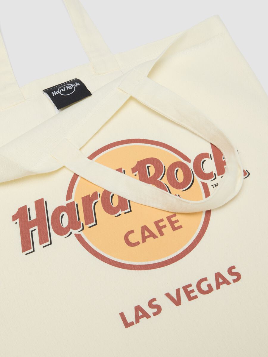White pure cotton shopper bag with Hard Rock Cafe logo_2
