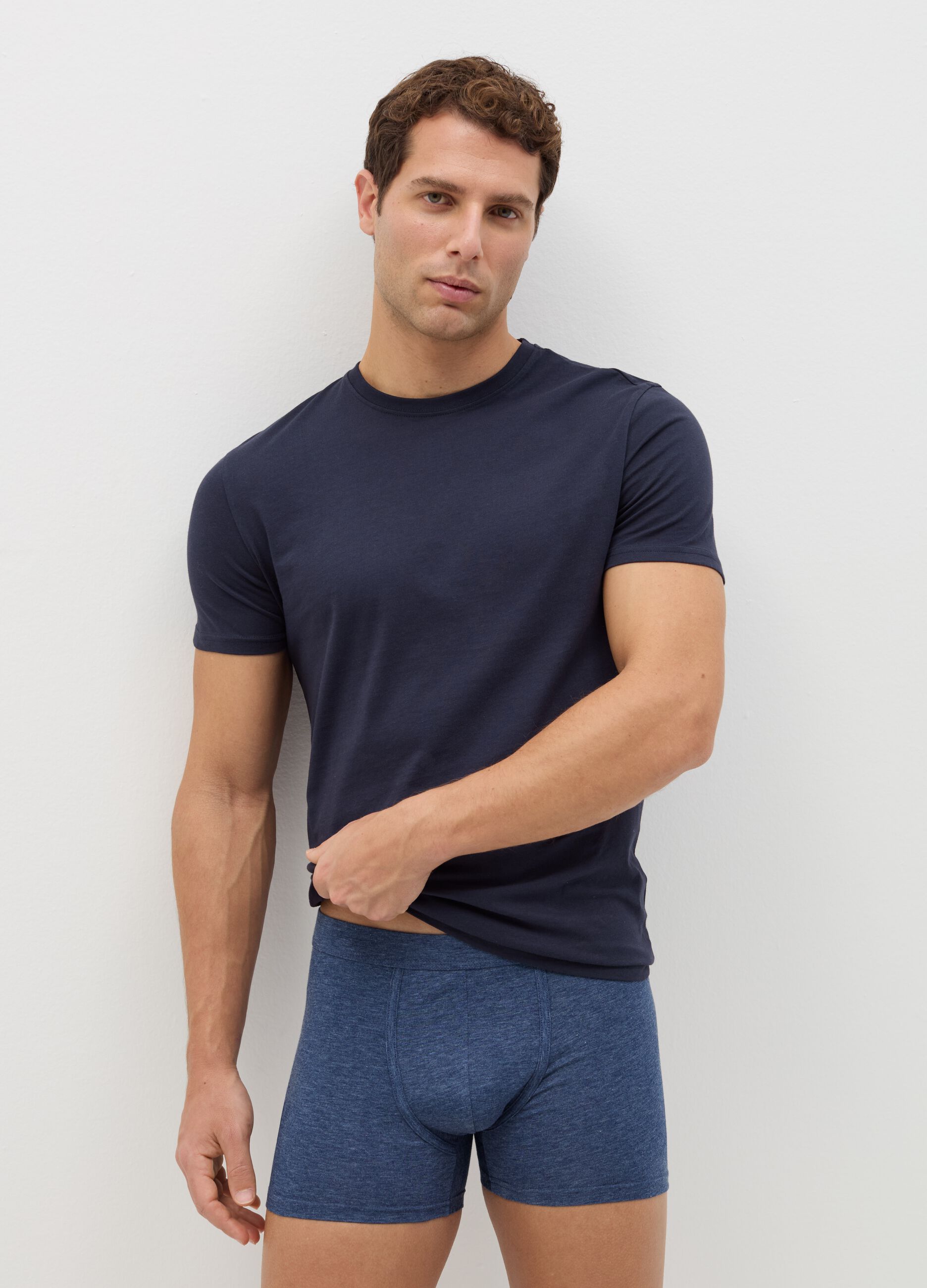 Three-pair pack midi boxer shorts in stretch cotton
