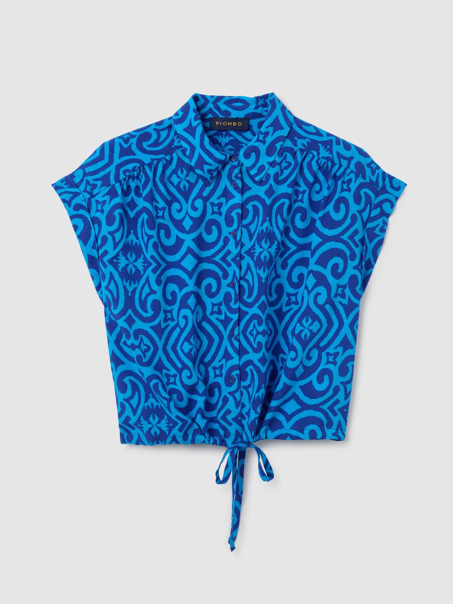 Women's short shirt in pure multicolour viscose regular fit_4