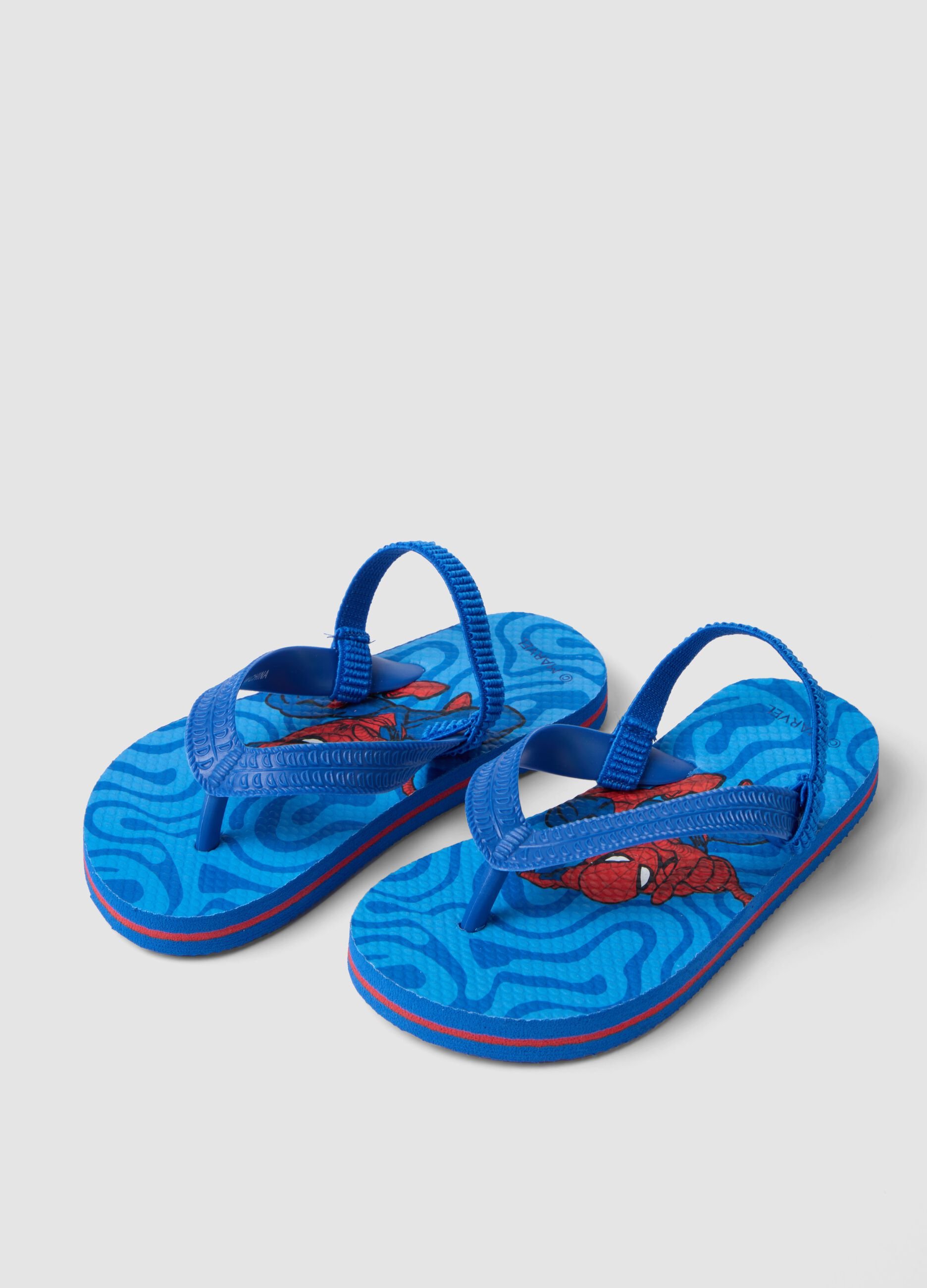 Blue Spider-Man flip-flops