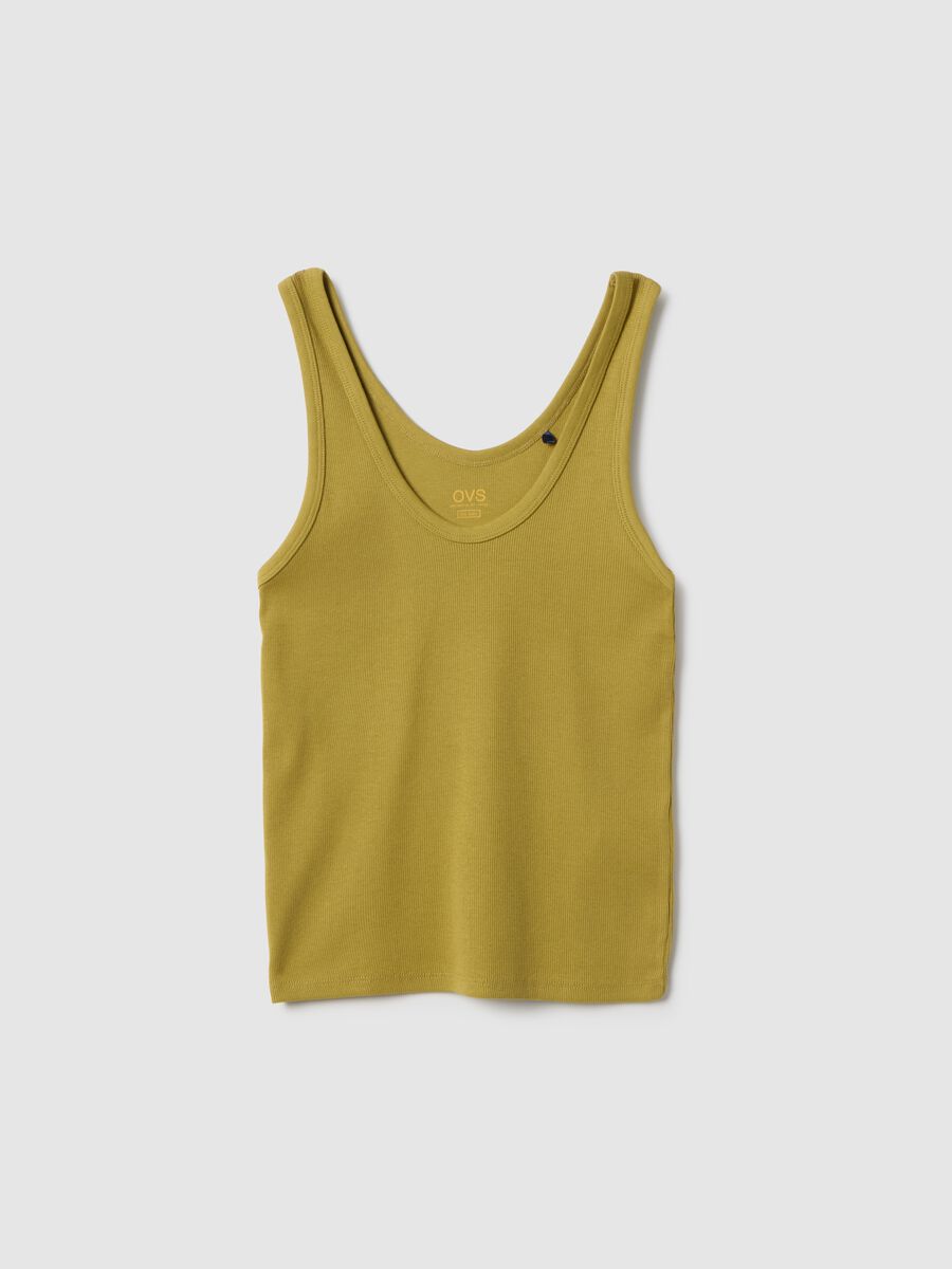 Canotta in cotone elasticizzato giallo regular fit_4