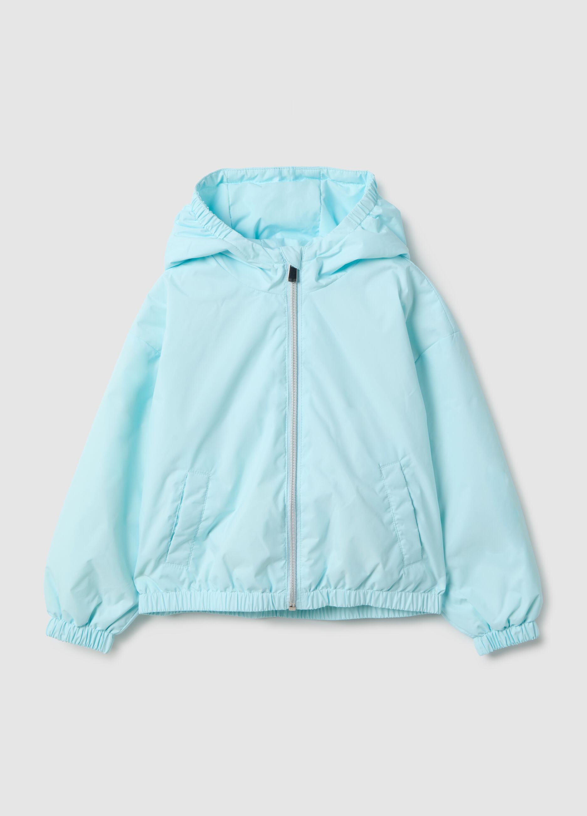 Blue padded girls regular fit jacket with hood