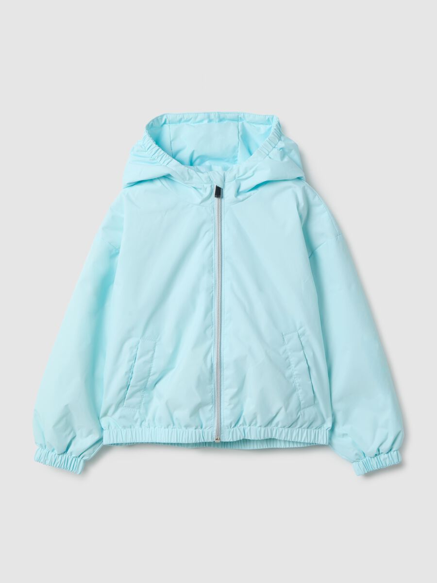 Blue padded girls regular fit jacket with hood_0
