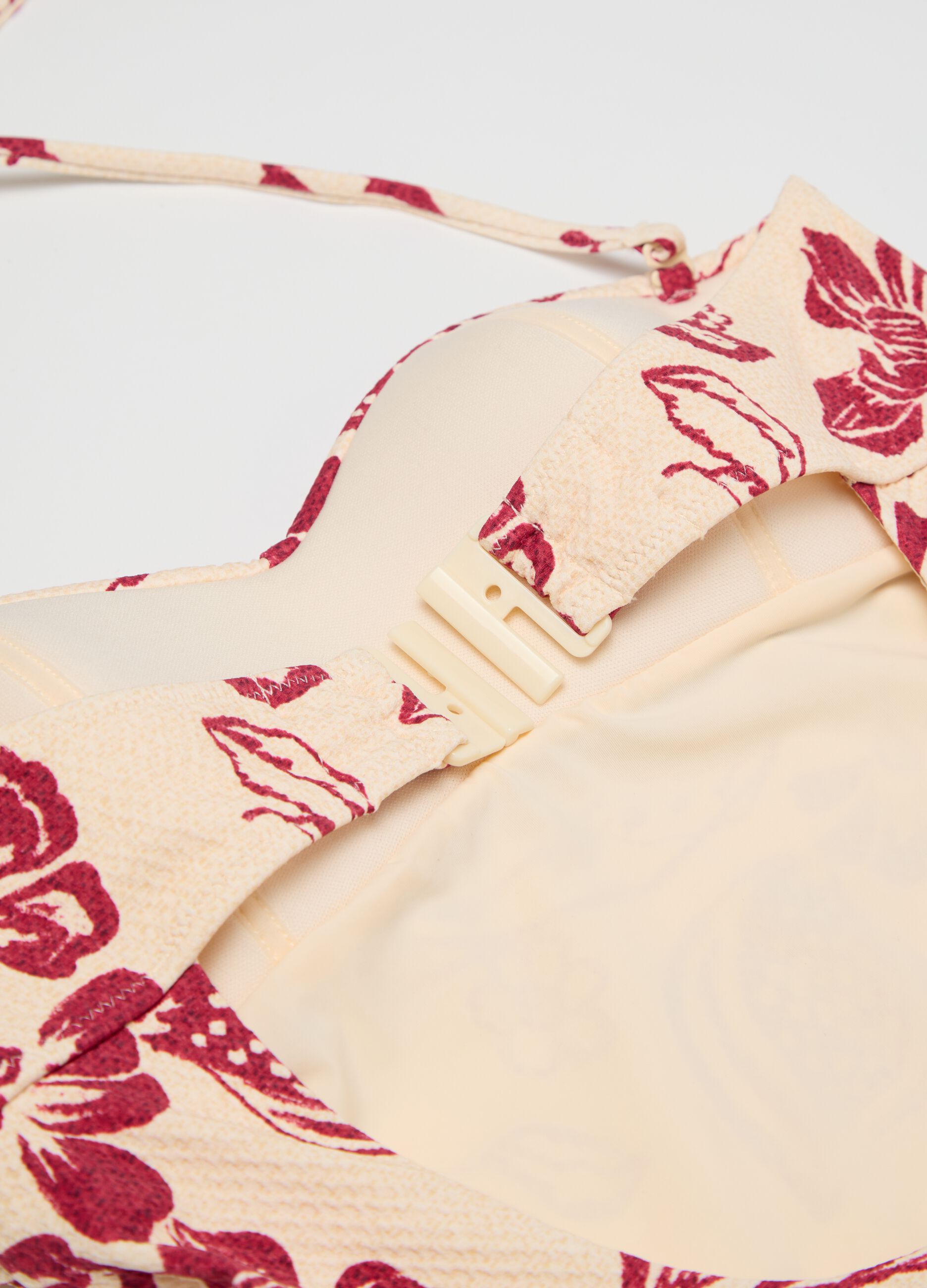 Costume da bagno intero floreale panna e rosso