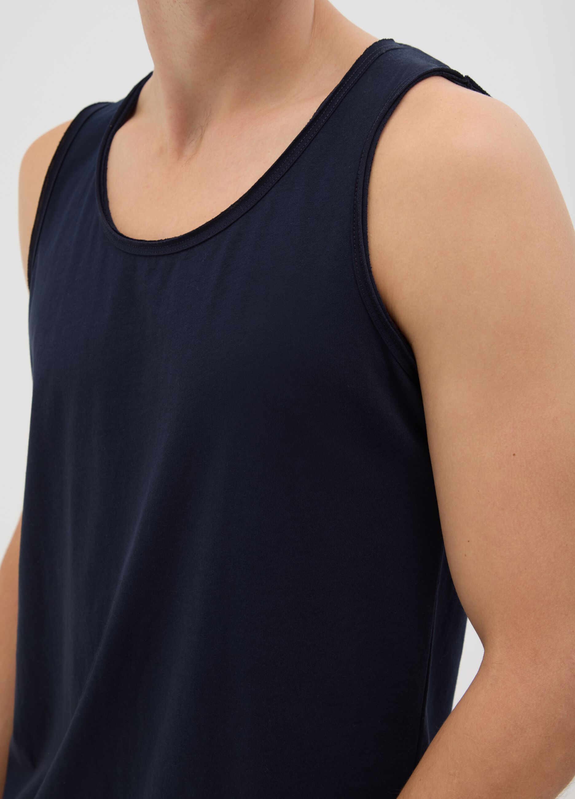 Men's Blue Pure Cotton Regular Fit Tank Top