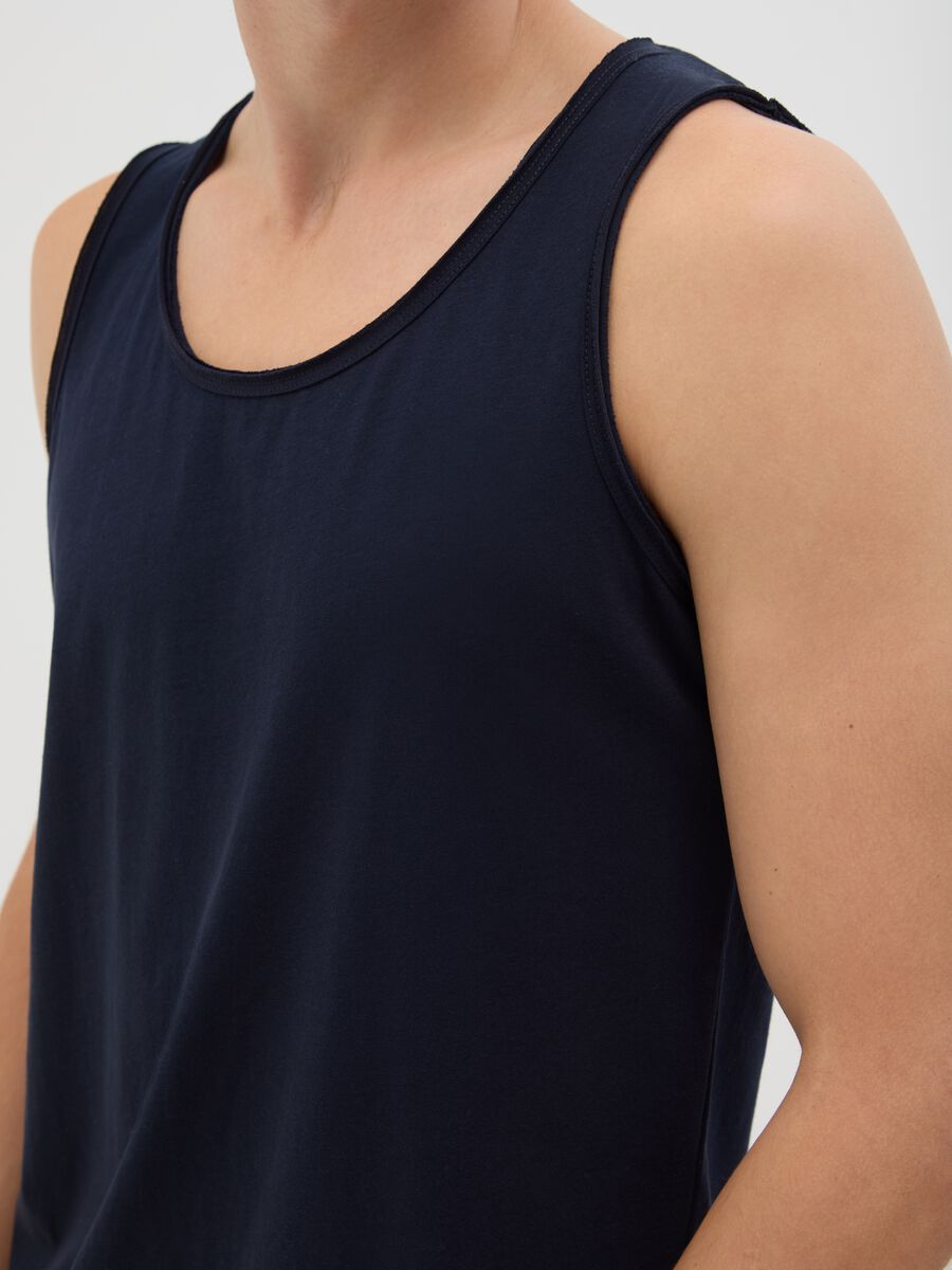 Men's blue pure cotton tank top regular fit_2